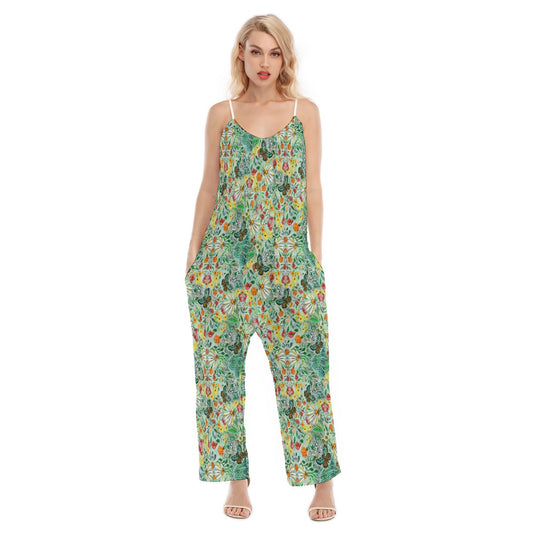 Pre Order Woman's Baggy Overall- Yellow Wildflower