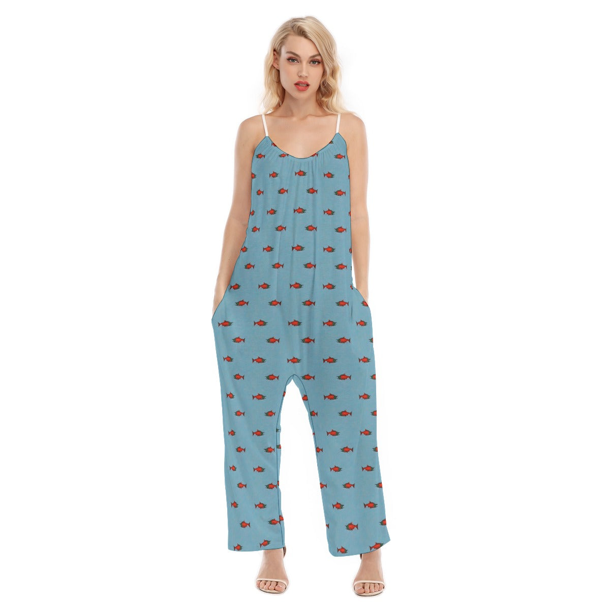 In Stock Woman's Baggy Overall- Small Red Salmons