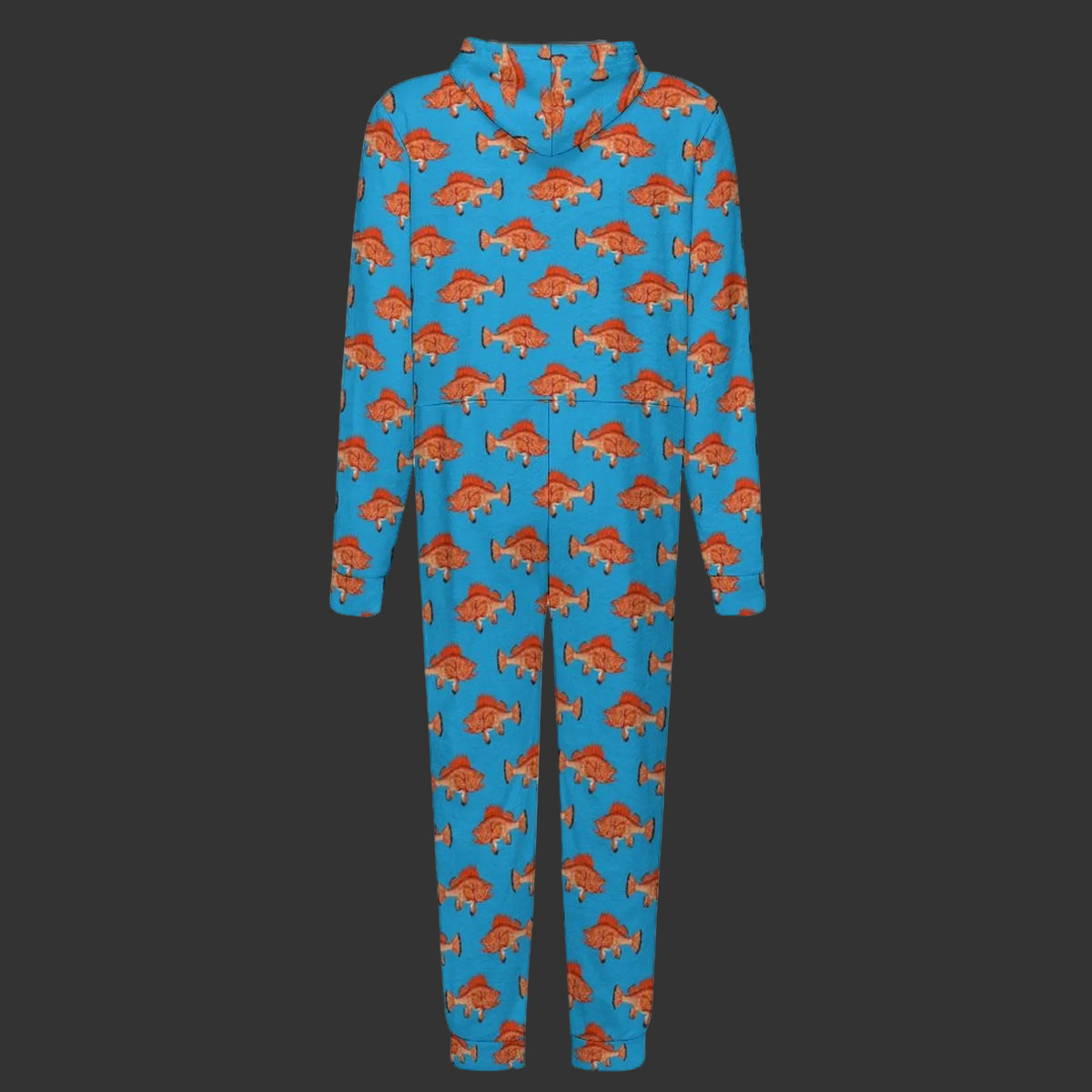 Rockfish on Blue Plush Fuzzy Adult Onesie