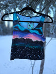 Northern Lights and Mountains Jersey Fitted Crop Top- In Stock