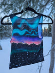 Northern Lights and Mountains Jersey Fitted Crop Top- In Stock