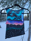 Northern Lights and Mountains Jersey Fitted Crop Top- In Stock
