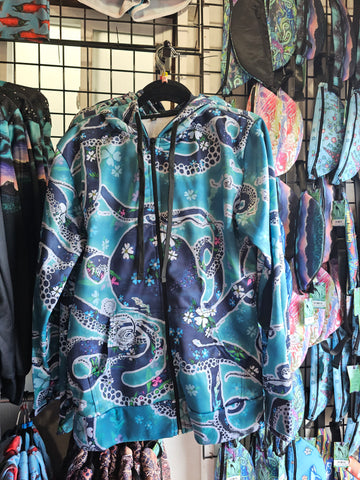 Alaska Wild Flower Octopus Zip Hoodie