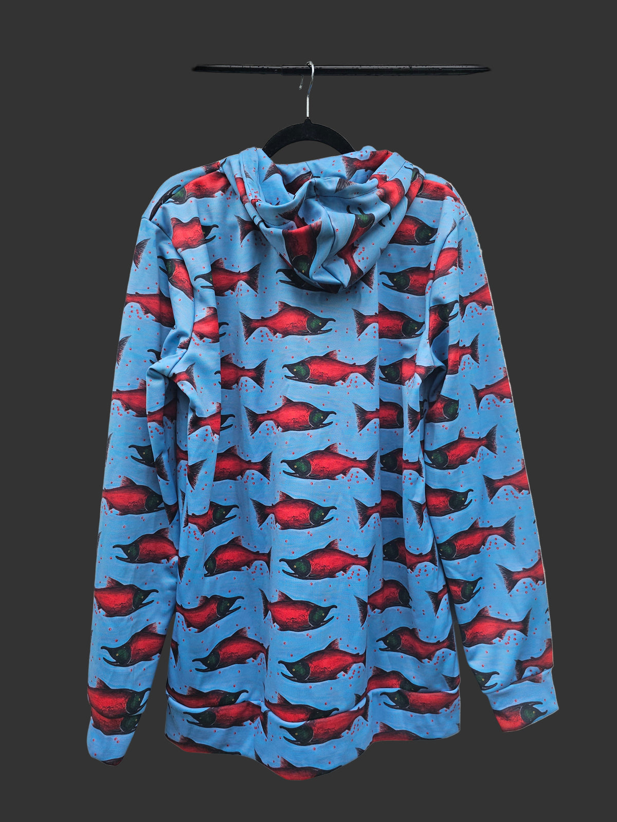 USA Made Spawned Sockeye Salmon Extra Long Pullover Hoodie