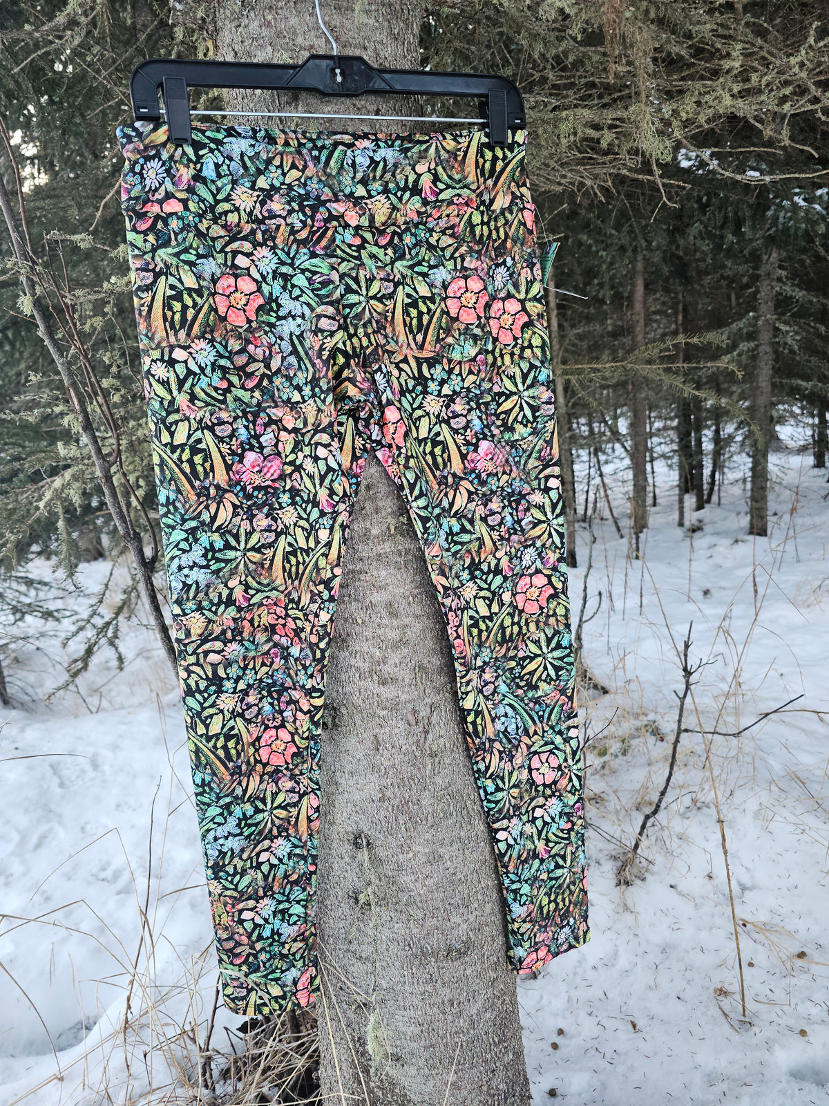Discontinued Stained Glass Floral Yoga Leggings- 2XL  In Stock