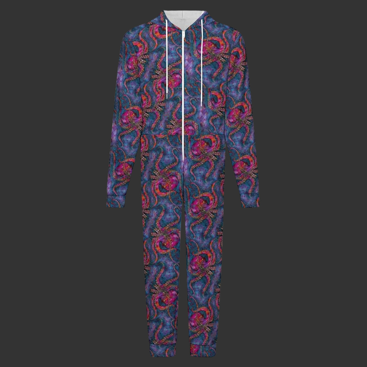 Multicolored Octopus Plush Fuzzy Adult Onesie