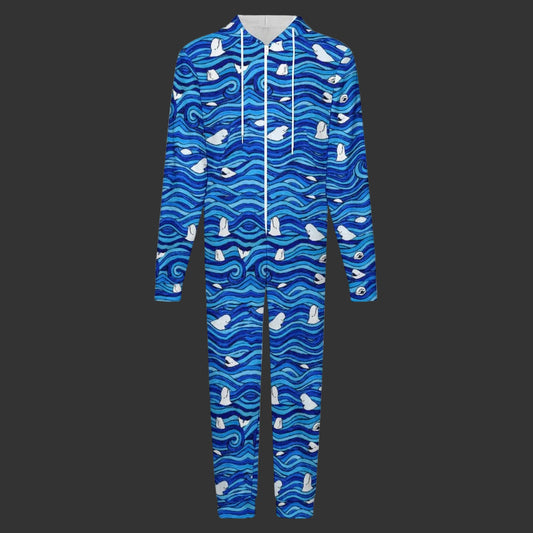 Blissful Beluga Plush Fuzzy Adult Onesie