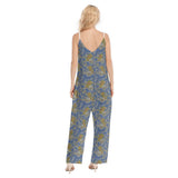 Pre Order Woman's Baggy Overall- Blue Floral Octopus