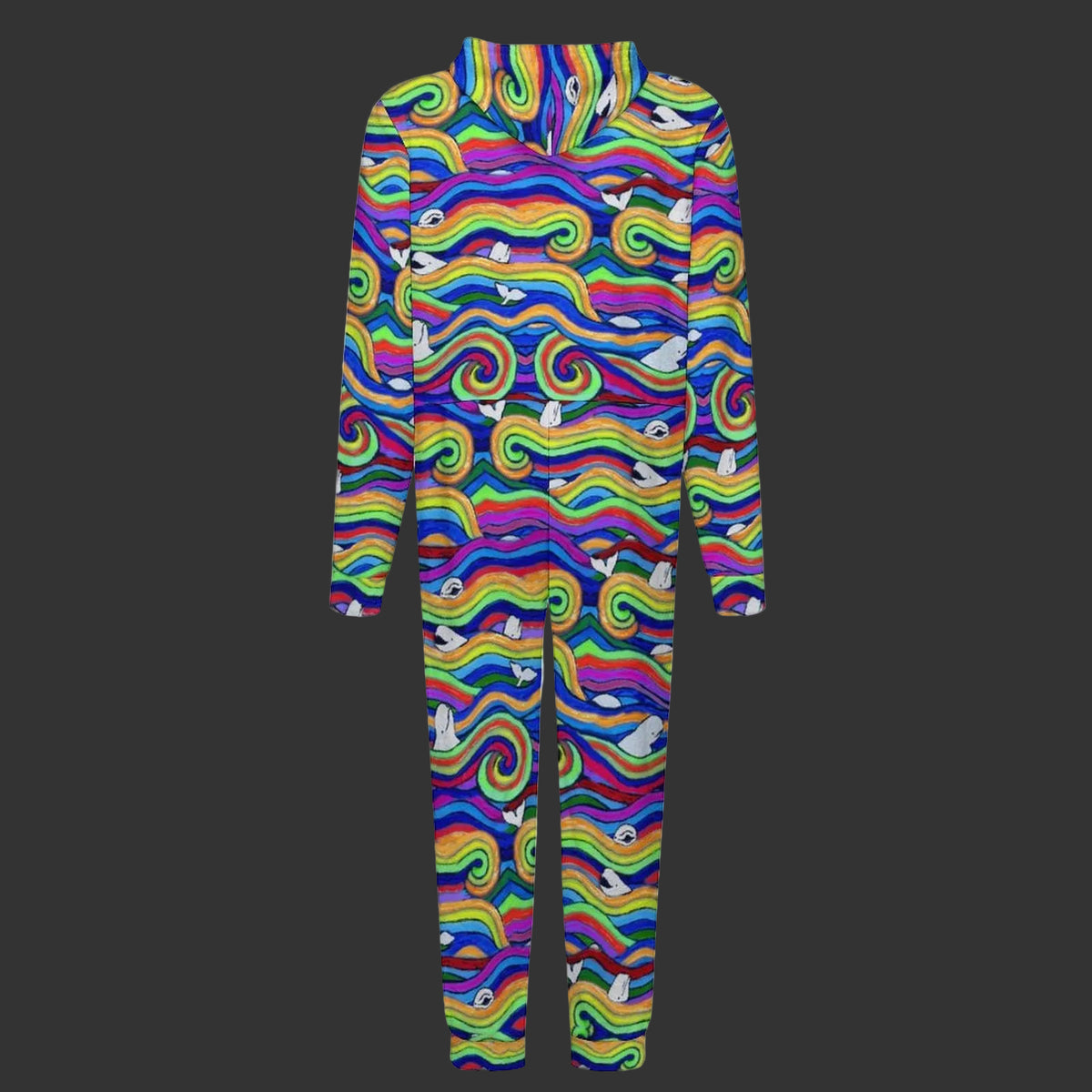 Rainbow Beluga Plush Fuzzy Adult Onesie
