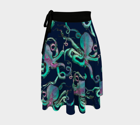 Turquoise Giant Octopus Wrap Skirt