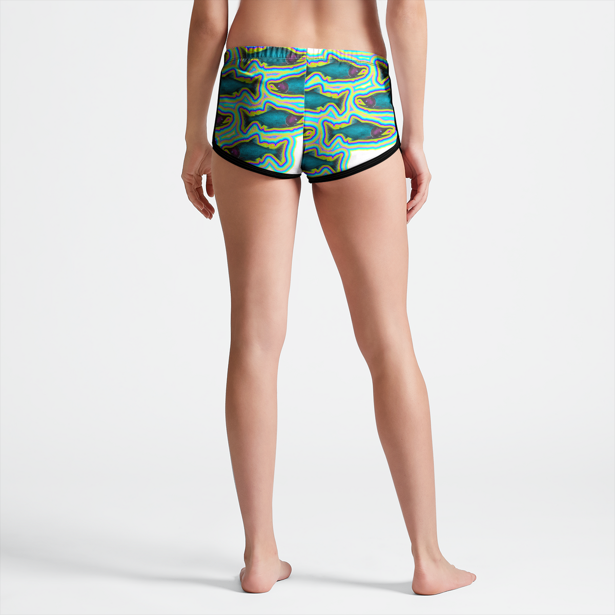 Discontinued Frozen Salmon Women's Retro Shorts- In stock
