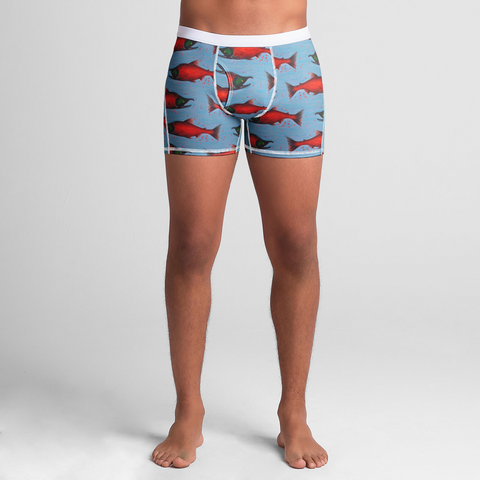 Men's Boxer Briefs Blue Salmon-XS In stock