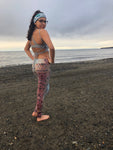 Salmon Mermaid Metallic Yoga Leggings- XXL In stock
