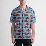 Sockeye Salmon Button Up Collared Shirt- In Stock