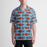 Sockeye Salmon Button Up Collared Shirt- In Stock
