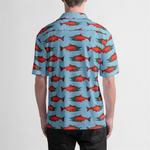 Sockeye Salmon Button Up Collared Shirt- In Stock