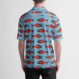 Sockeye Salmon Button Up Collared Shirt- In Stock