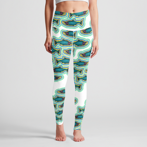 Frozen Salmon High Waisted Athletic Leggings- M In stock