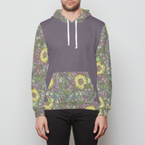 Purple Sunflower Floral Cozy Rayon Pullover Hoodie- In Stock