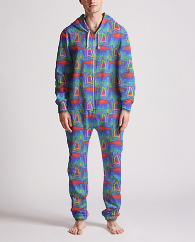 Funky Rainbow Melting Salmon  Onesie