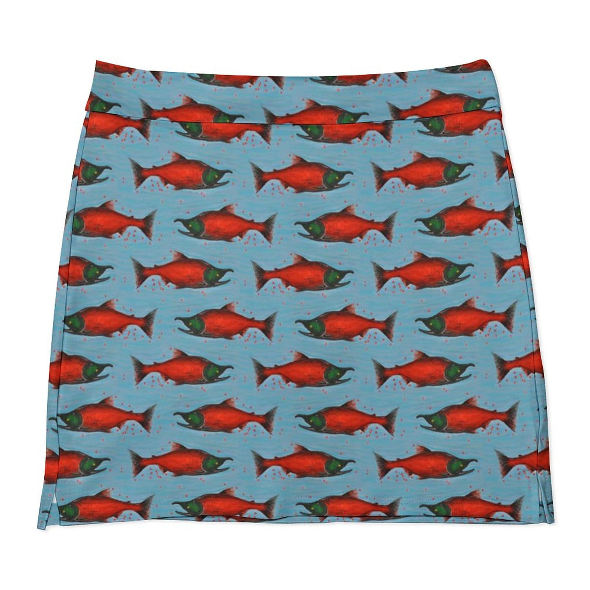 Red Salmon on Blue Women's Skort