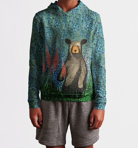Blueberry Bear Kid's Hoodie- Size 8 In stock