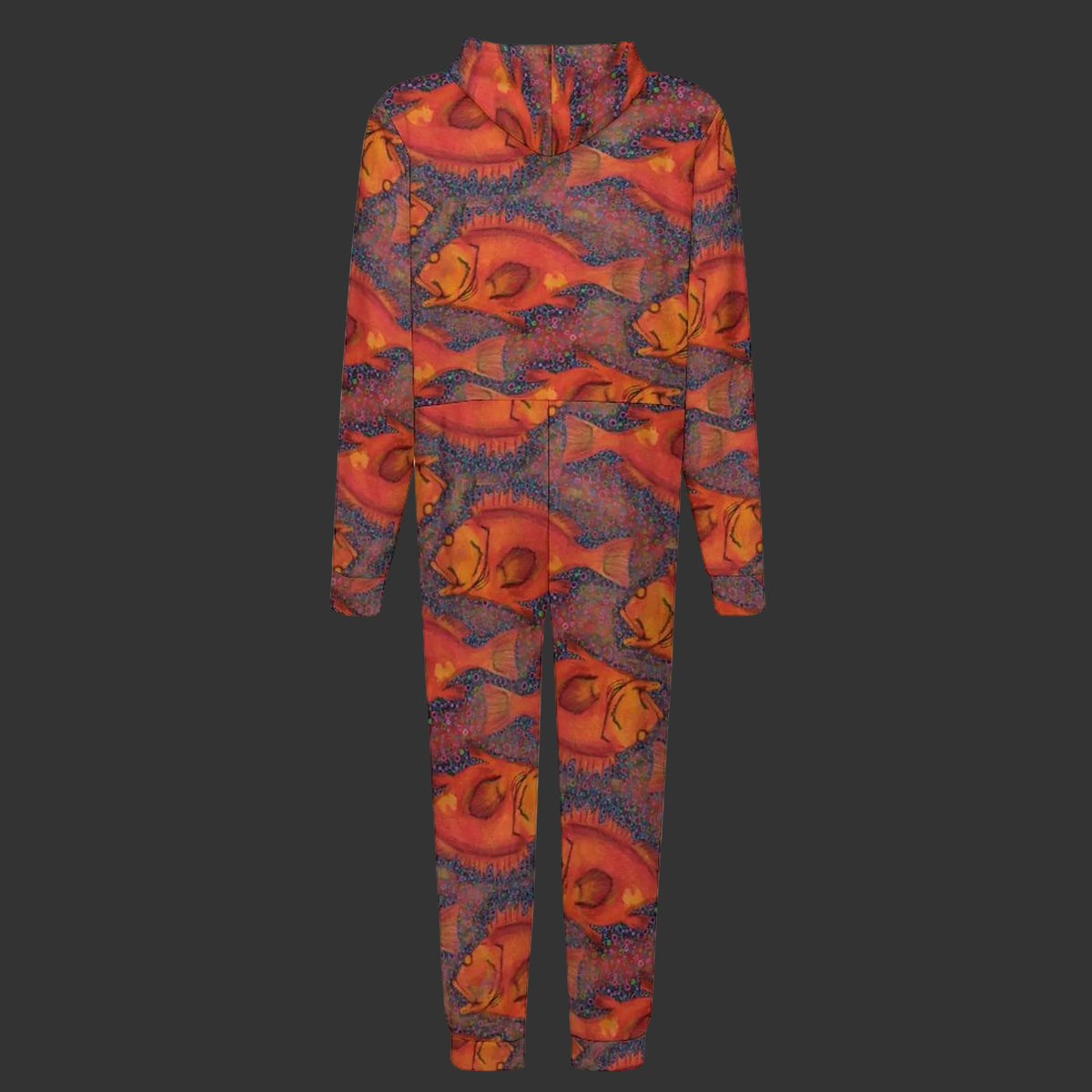 Yelloweye Rockfish on Orange Plush Fuzzy Adult Onesie