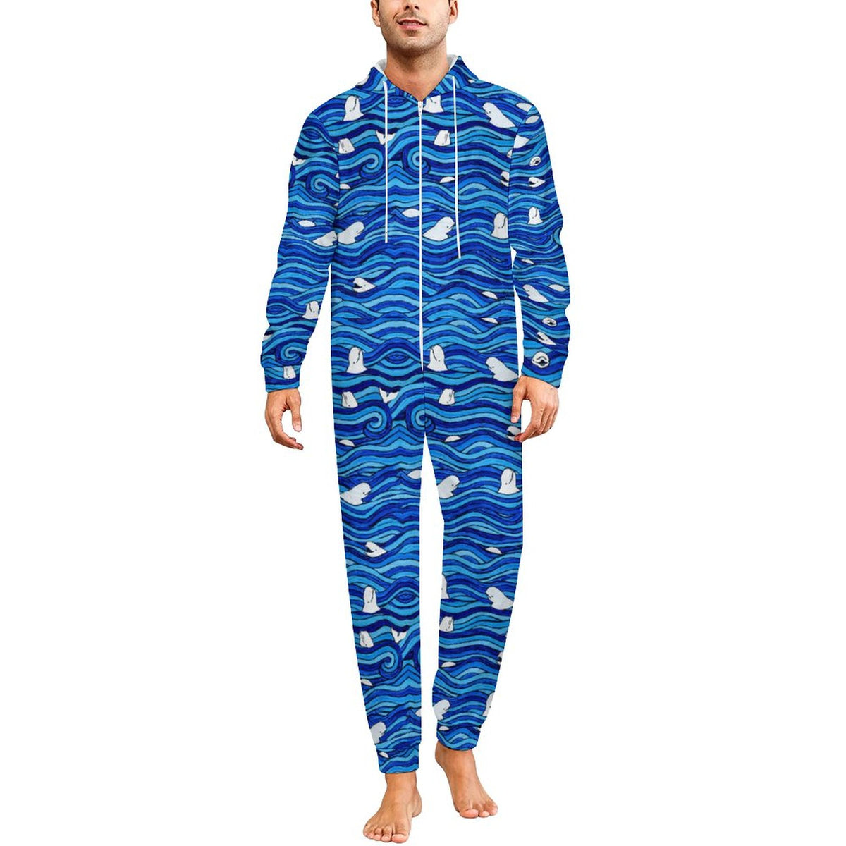 Blissful Beluga Plush Fuzzy Adult Onesie