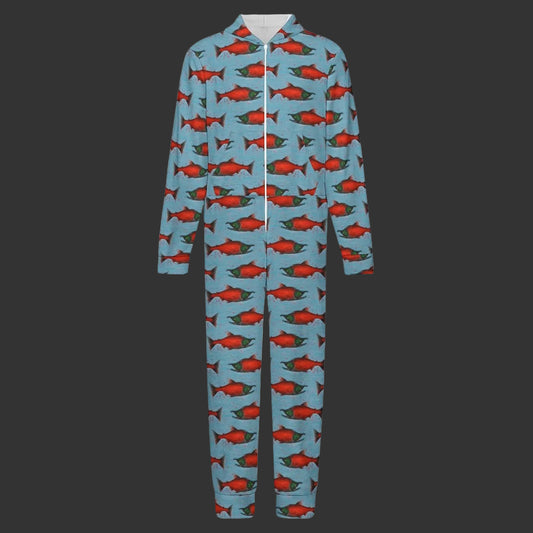 Kid's Salmon Plush Fuzzy Onesie