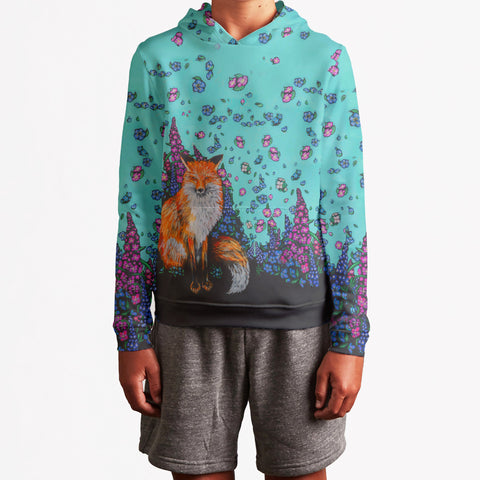 Fox and Floral Kid's Hoodie- Size 6 in Stock