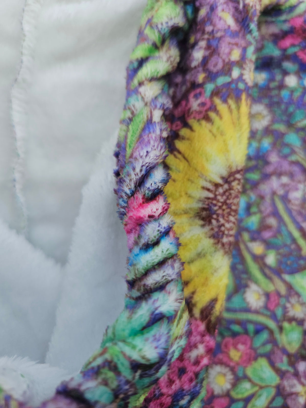 Alaska Floral and Sunflower Plush Fuzzy Adult Onesie