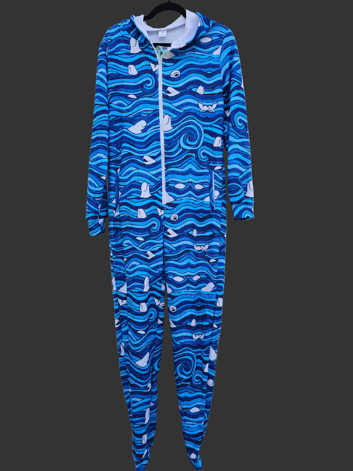 Blissful Beluga Athletic material Adult Onesie