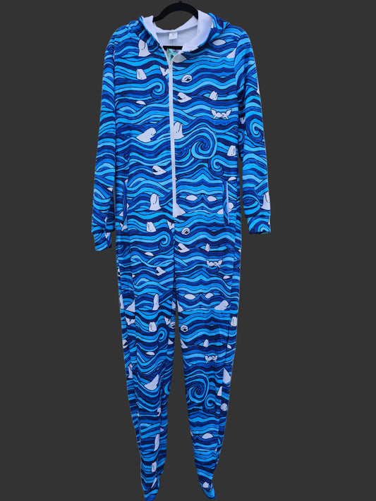 Blissful Beluga Athletic material Adult Onesie