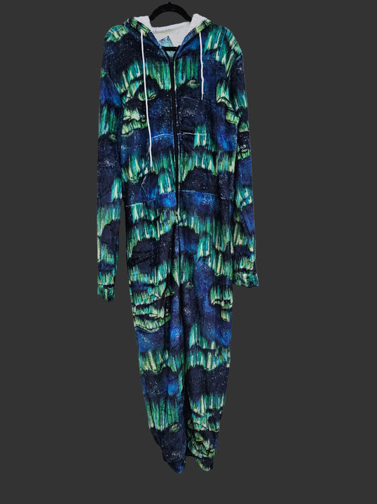 Northern Lights Plush Fuzzy Adult Onesie