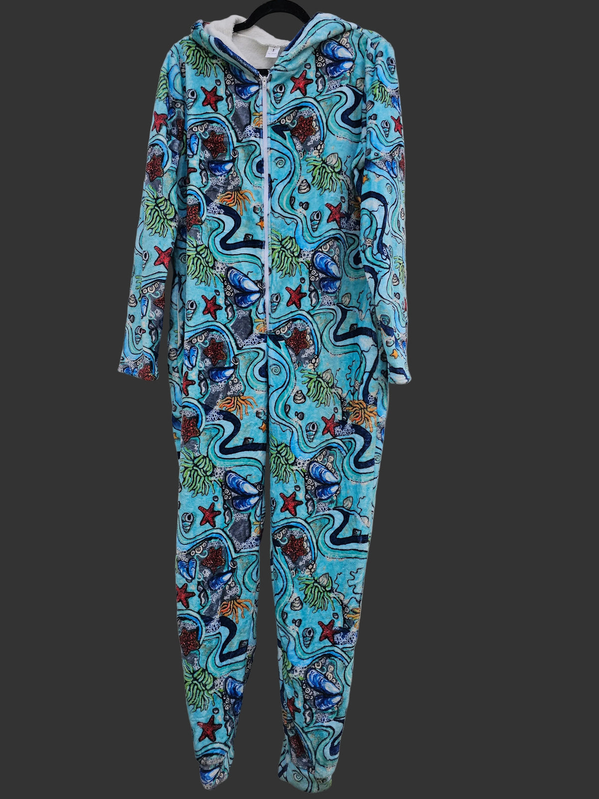 Tidal Pool Plush Fuzzy Adult Onesie (shorter torso)