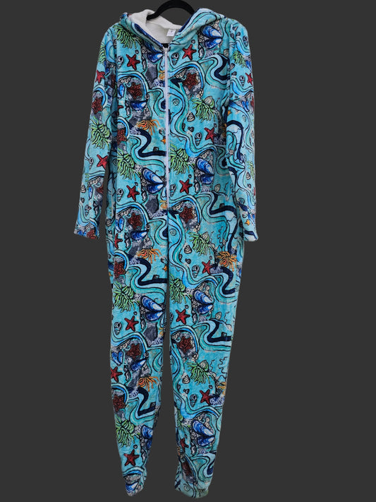 Tidal Pool Plush Fuzzy Adult Onesie (shorter torso)