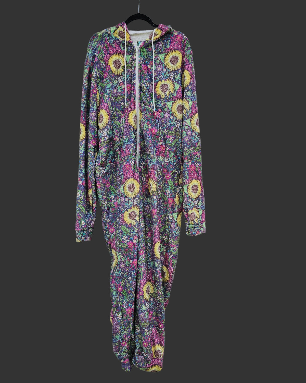 Alaska Floral and Sunflower Plush Fuzzy Adult Onesie