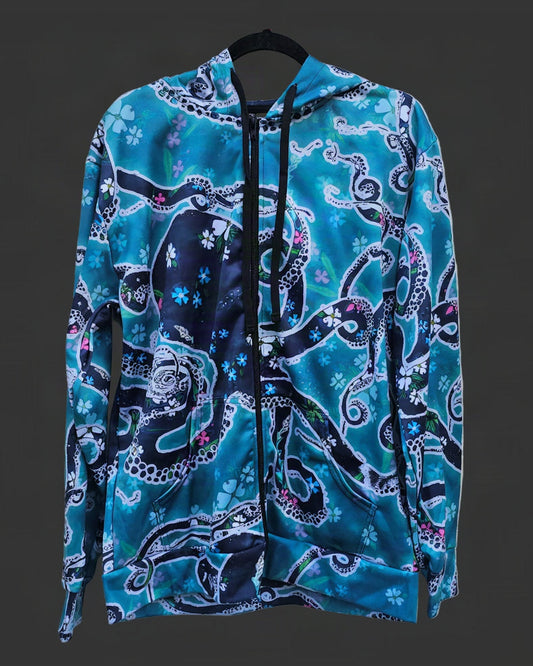 USA Made Alaska Wild Flower Octopus Zip Hoodie