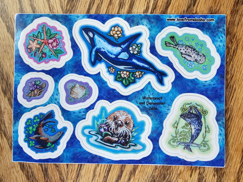 Floral Sea life Sticker Sheet