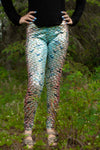 Salmon Mermaid Metallic Yoga Leggings- XXL In stock