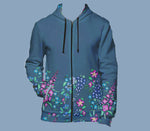 Teal Floral Cozy Rayon Hoodie