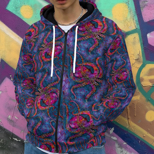 Multicolored Octopus Zip Up Hoodie