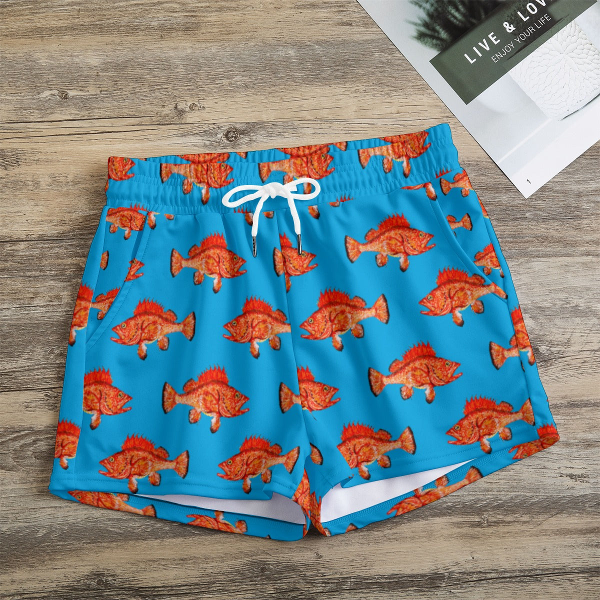 Rockfish on Blue Women's Shorts