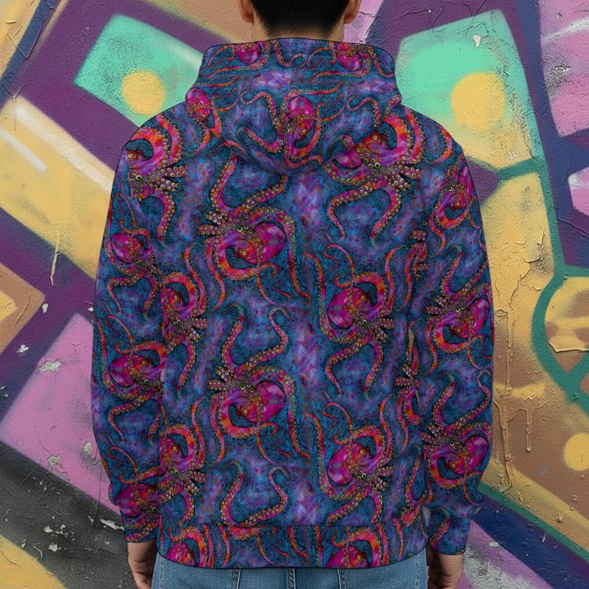 Multicolored Octopus Zip Up Hoodie