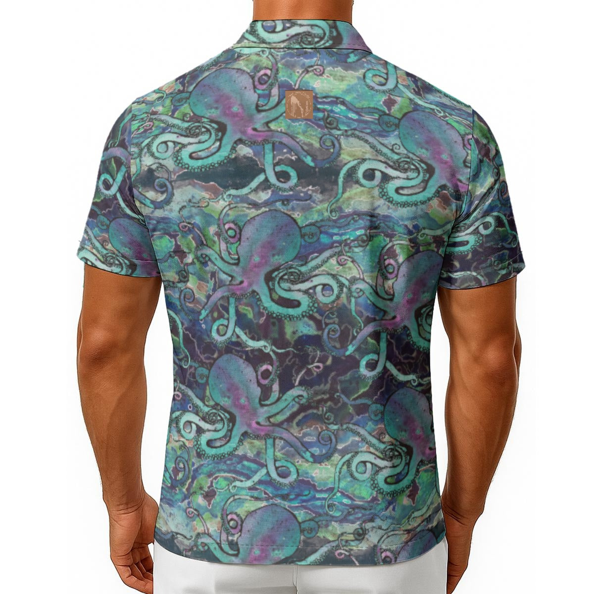 Galactic Octopus Hawaiian Button Up Collared Shirt- In Stock