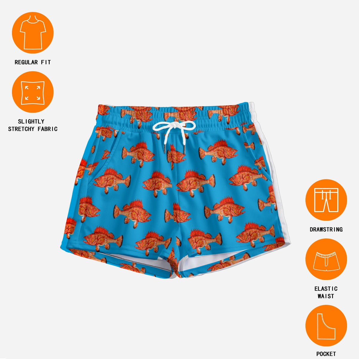 Rockfish on Blue Women's Shorts