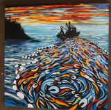 "Seining at Sunset" by Chelsea Jones- Plush Blanket