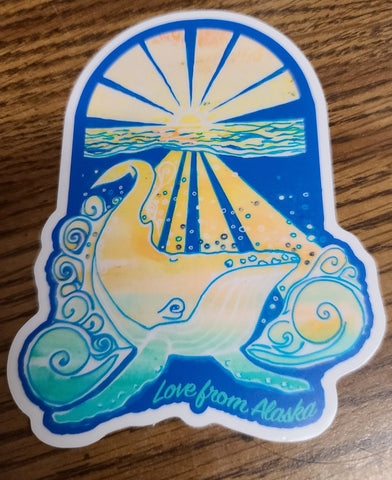 Humpback Sunrise Medium Vinyl Sticker