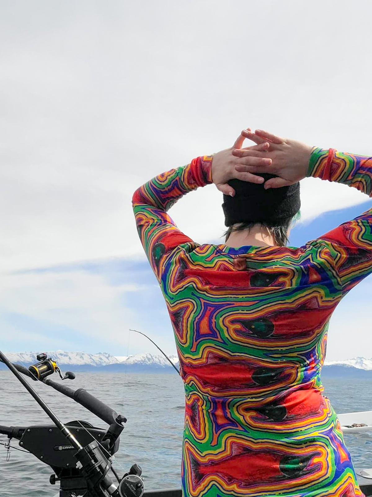 Discontinued Trippy Salmon (Sockeye) Long Sleeved Unisex Shirt- Clearance XS