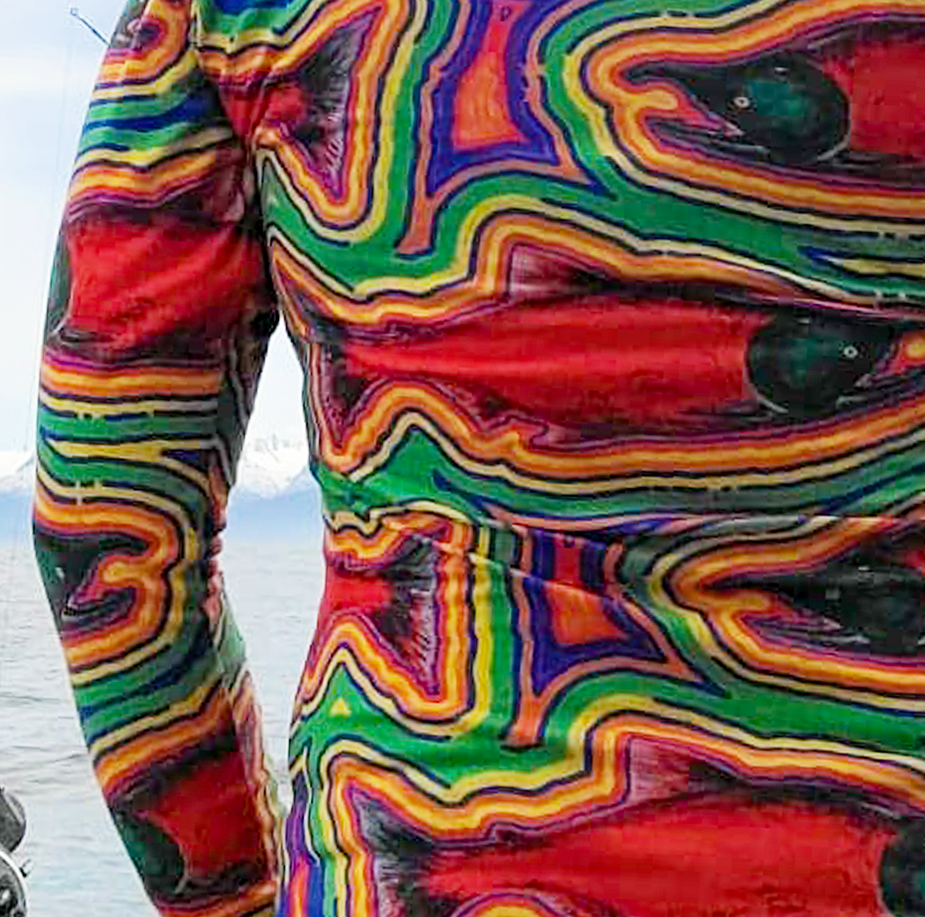 Discontinued Trippy Salmon (Sockeye) Long Sleeved Unisex Shirt- Clearance XS
